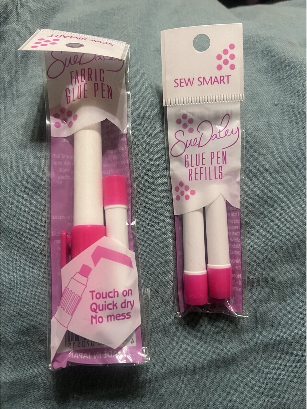 Sue Daley Sew Smart Fabric Glue Pen + 3 Refills Quilting EPP new Sealed